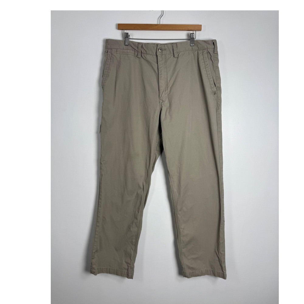 Rugged Duluth Trading Co Mens 40x32 Work Pants Khaki‎ Tan Cotton Canvas Utility
